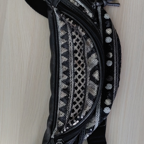 ICING Faux Leather Sequined Fanny Pack. - Picture 3 of 6